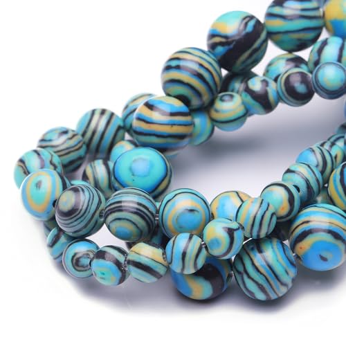 10 mm Natursteinperlen zur Schmuckherstellung, blauer Malachit, poliert, glatt, rund, Edelsteinperlen für Armband, Halskette, 38,1 cm von Generisch