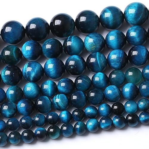 10 mm Saphir-Tigerauge, runde lose Perlen, natürliche Edelsteinperlen, Kristallperlen für Schmuckherstellung, DIY, Armband, Halskette von Generisch