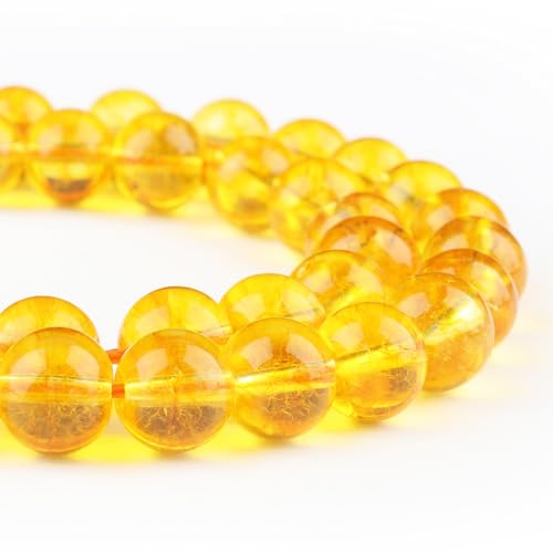10 mm gelbe Citrin-Perlen: runder loser Stein zur Schmuckherstellung, Kristall-Armbandperlen (35–37 Stück) von Generisch