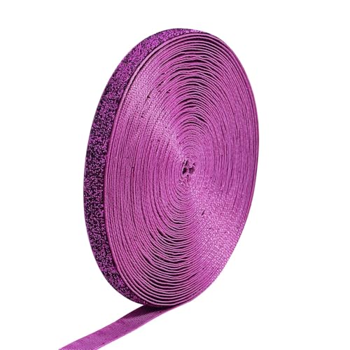 10 mm glitzerndes Samtband, kein elastisches einseitiges Band zur Herstellung von Haarbandclips, Schleifendekorationen, DIY-Bastelarbeiten, Geschenkverpackungen(Purple Red) von Generisch