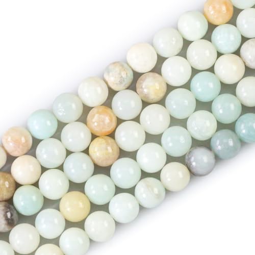 10 mm natürliche Amazonit-Edelstein-Kristallperlen für Armbänder, Schmuckherstellung, Halsketten, Ohrringe, Basteln (35–38 Stück/Strang) von Generisch