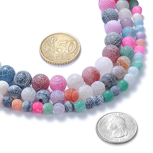 10 mm natürlicher, bunter mattierter Achat-Edelstein, rund, lose Perlen, Kristallstein, Armband, Halskette, Zubehör, Basteln für Schmuckherstellung, DIY, 1 Strang, 38,1 cm von Generisch
