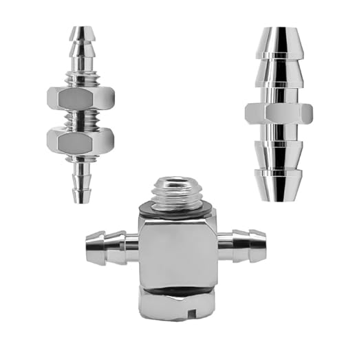 10-teiliger Satz Miniatur-Pagodenverbinder mit umgekehrtem Haken | M3/M4/M5-Verbinder | 3 mm/4 mm/6 mm vernickelte Schnellsteckverbinder for pneumatische Schläuche aus Messing(PT 4-4) von Generisch