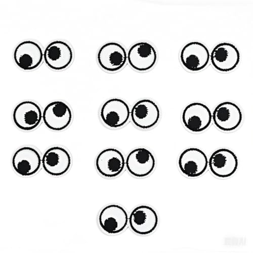 10 x schwarz-weiße Augen bestickter Aufnäher, coole Bügelbilder für Kleidung, Jacken, Taschen, DIY Augen Stickerei Patches Nähen Handwerk Dekoration Cleveres Design von Generisch
