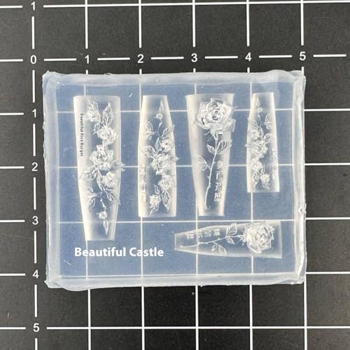 10. "3D Silicon Rose Skull Form für Maniküre, Blumennagelkunst -DIY -Design -Werkzeug, transparente Vorlage zur Dekoration. von Generisch