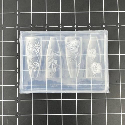 10. "3D Silicon Rose Skull Form für Maniküre, Blumennagelkunst -DIY -Design -Werkzeug, transparente Vorlage zur Dekoration. von Generisch