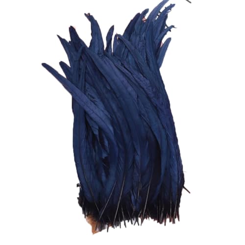 100–1000 Stück, 40–45 cm, farbige Hahnschwanzfedern, Karnevals-Zubehör, Hochzeit, Party, Dekoration, DIY, Marineblau, 500 Stück von Generisch