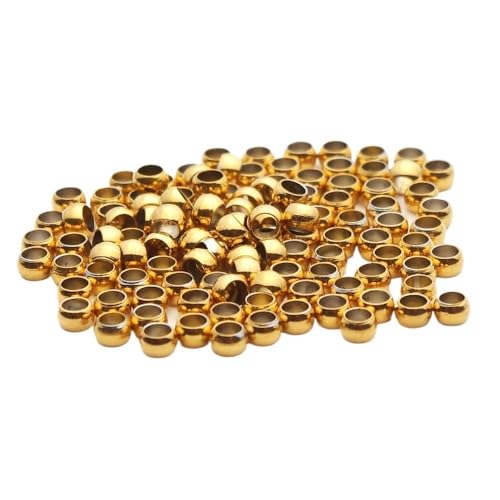 100–200 Stück 1,5 2 2,5 3 mm Edelstahl-Kugelstopper-Quetschperlen, Positionierungs-Abstandshalterperlen for die Herstellung von Armbändern mit DIY-Schmuck(100pcs Gold Color,Dia 2.5mm) von Generisch