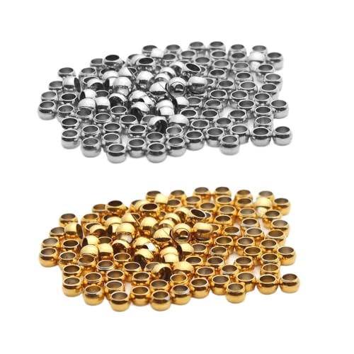 100–200 Stück 1,5 2 2,5 3 mm Edelstahl-Kugelstopper-Quetschperlen, Positionierungs-Abstandshalterperlen for die Herstellung von Armbändern mit DIY-Schmuck(200pcs Mix Color,Dia 1.5mm) von Generisch