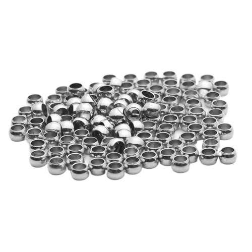 100–200 Stück 1,5 2 2,5 3 mm Edelstahl-Kugelstopper-Quetschperlen, Positionierungs-Abstandshalterperlen for die Herstellung von Armbändern mit DIY-Schmuck(200pcs Steel Color,Dia 3mm) von Generisch