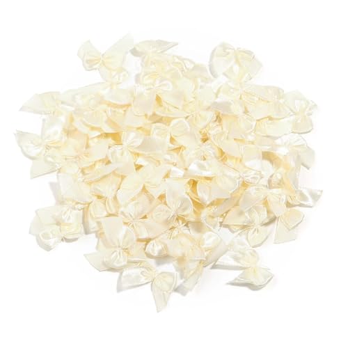 100-200 Teile/los 2,5x2 cm Polyesterband Bögen Mini Satin Bögen for DIY Handwerk Nähen Ornamente Party Home Weihnachtsdekorationen(Beige,200Pcs) von Generisch