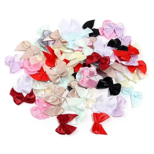 100-200 Teile/los 2,5x2 cm Polyesterband Bögen Mini Satin Bögen for DIY Handwerk Nähen Ornamente Party Home Weihnachtsdekorationen(Mix Colors,200Pcs) von Generisch