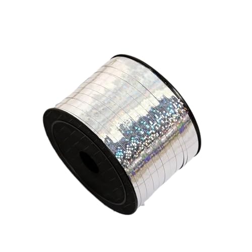 100 Größe 5 mm Ballon-Kunststoffband Satin Geburtstagsfeier Basteln Geschenkverpackung Kuchen Weihnachten Hochzeitsdekoration lockiges Band(Silvery) von Generisch