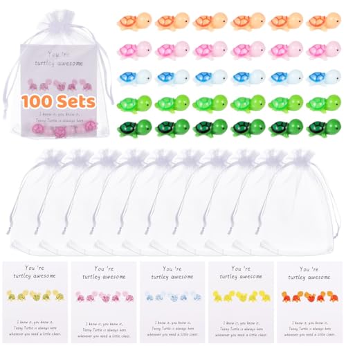 100 Schildkrötenfiguren mit Dankeskarten, Mini-Harzschildkröten, Organzabeutel für Wertschätzungsgeschenke 100 Schildkrötenfiguren mit Dankeskarten, Mini-Harzschildkröten, Organzabeutel für Wertschätzungsgeschenke von Generisch