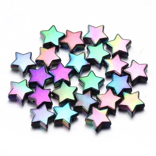 100 Stück 11 mm sternförmige Acrylperlen in AB-Farbe mit gebohrtem Loch, Abstandshalter, lose Perlen for Heimwerker, Basteln, Ornamente und Kleidungszubehör(Black) von Generisch