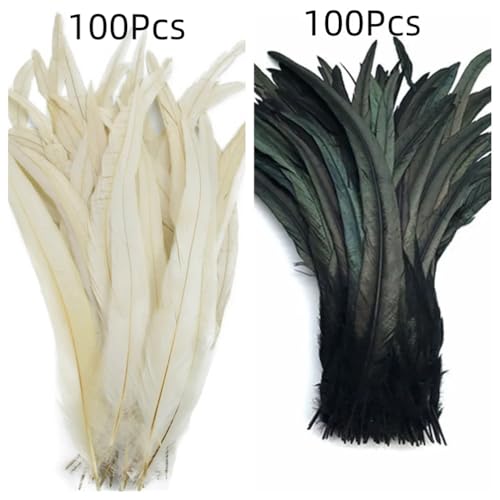 100 Stück 25–45 cm farbige Hahnenfedern, Party-Kopfbedeckung, Bekleidungszubehör, Basteln, Basteln, Zuhause, Hochzeit, Schmuck, Dekoration, Weiß, Schwarz, 200 Stück, 40–45 cm 100 Stück 25–45 cm farbige Hahnenfedern, Party-Kopfbedeckung, Bekleidungszubehör, Basteln, Basteln, Zuhause, Hochzeit, Schmuck, Dekoration, Weiß, Schwarz, 200 Stück, 40–45 cm von Generisch