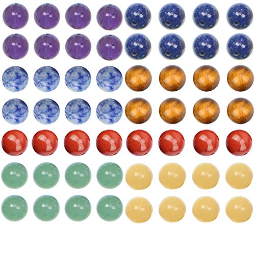 100 Stück 8 mm natürliche gemischte Chakra-Perlen, rund, lose Edelsteine zur Schmuckherstellung, mit Kristall-Stretchschnur von Generisch