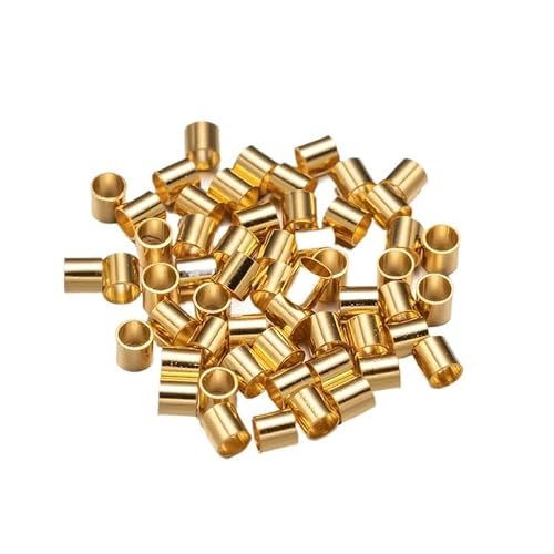 100 Stück Edelstahl Crimp Tube Perlen Spacer End Stopper Cap for DIY Ohrring Halskette Anhänger Schmuckherstellung Liefert Material(Gold,2.5mm Holes2.0mm) von Generisch