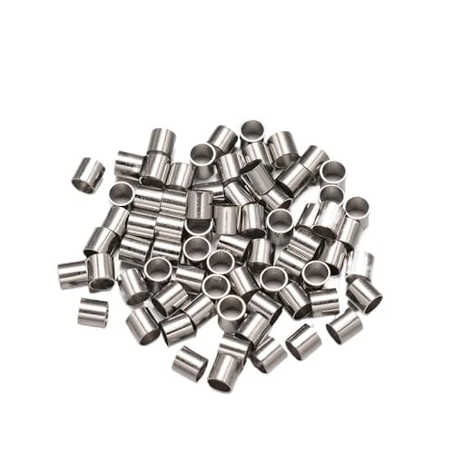 100 Stück Edelstahl Crimp Tube Perlen Spacer End Stopper Cap for DIY Ohrring Halskette Anhänger Schmuckherstellung Liefert Material(Stainless Steel,2.0mm Holes1.5mm) von Generisch