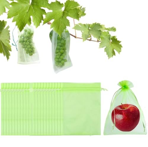 100 Stück Obstschutzbeutel, Organzabeutel mit Kordelzug, Traubenschutzbeutel, Schutz vor Vögeln, Insekten, Vespen, wiederverwendbar für Gartenfrüchte (20 cm x 30 cm) von Generisch