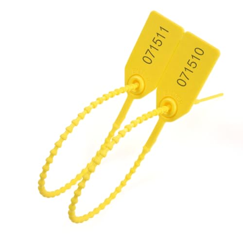 100 Stück Sicherheitssiegel 24,9 cm Kunststoffdichtungen für Schuhe und Kleidung, Perlen-Typ, Sicherheit, Diebstahlschutz, Kunststoffdichtung, dehnbar (Gelb (100 Stück) von Generisch