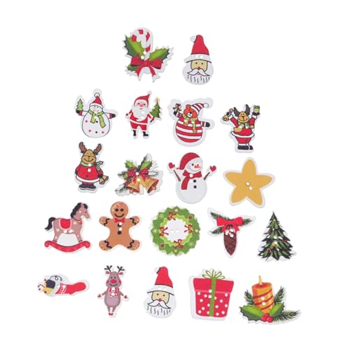 100 Stück Weihnachtsstil Holzknöpfe Kreative Bemalte Knöpfe für Bastelarbeiten und Dekoration Handgemachte Knöpfe für Weihnachten für Kleidung und Accessoires von Generisch