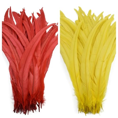 100 Stück farbige Federn mit langem Schwanz, 25–45 cm, schlanke Federn für DIY-Kopfschmuck, Basteln und Schmuckdekoration von Generisch