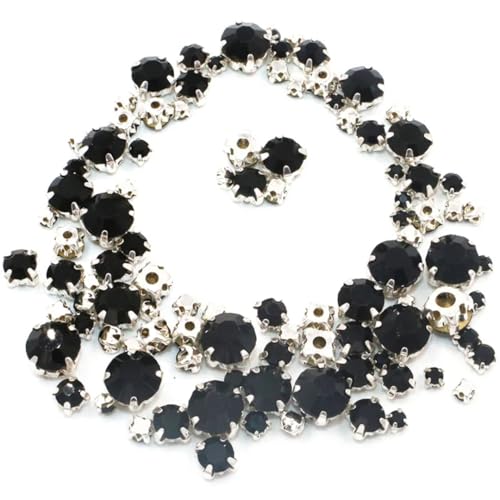 100 Stück lose Glas-Kristallperlen in verschiedenen Größen mit silberner Krallenfassung zum Aufnähen auf Strasssteine für DIY Hochzeitskleid Kleidung Zubehör 100 Stück lose Glas-Kristallperlen in verschiedenen Größen mit silberner Krallenfassung zum Aufnähen auf Strasssteine für DIY Hochzeitskleid Kleidung Zubehör von Generisch