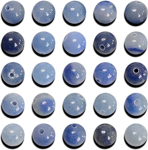 100 Stück originale natürliche blaue Aventurin-Perlen, rund, lose Edelsteine, 10 mm von Generisch