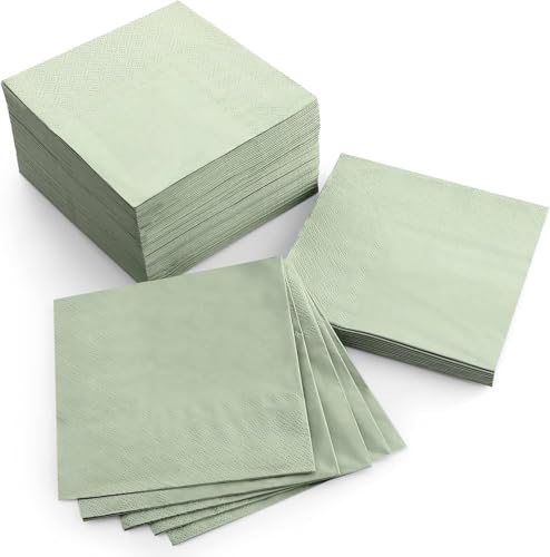 100 Stück salbeigrüne Papierservietten, Einweg-Servietten, 3-lagig, geprägt, für Hochzeit, Dinner-Party, Brautparty 100 Stück salbeigrüne Papierservietten, Einweg-Servietten, 3-lagig, geprägt, für Hochzeit, Dinner-Party, Brautparty von Generisch