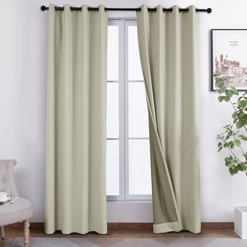 100 % Verdunkelungsvorhänge aus Samt, isolierte Fensterpaneele für den Winter, vollständig lichtblockierende Vorhänge für Schlafzimmer und Wohnzimmer, Ösen-Design mit Raffhalter, 127 cm B x 213 cm von Generisch