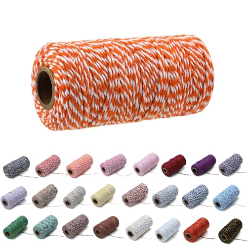 100 Yard/2 mm Baumwollseil, bunt, Handwerk, Kordel zum Stricken von Kordel für Geschenkverpackungen, Handwerk (Orange+Weiß, 2mm) von Generisch