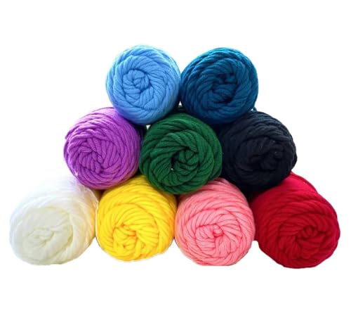 100 g Knäuel mit verschiedenen Tufting-Garnen, farbiges Milch-Baumwollgarn, 8-fädiges Stricken, Weben, Acrylgarn für Tuftingpistole und Stanznadel, 3 mm Häkelnadel-Garn für Teppich/Pullover/Schal von Generisch