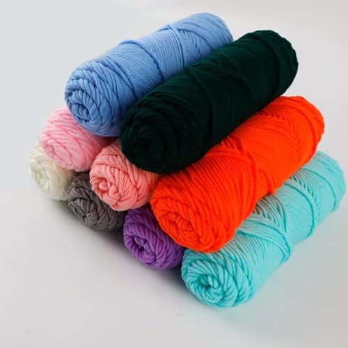 100 g Knäuel mit verschiedenen Tufting-Garnen, farbiges Milch-Baumwollgarn, 8-fädiges Stricken, Weben, Acrylgarn für Tuftingpistole und Stanznadel, 3 mm Häkelnadel-Garn für Teppich/Pullover/Schal von Generisch