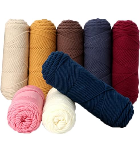 100 g Knäuel mit verschiedenen Tufting-Garnen, farbiges Milch-Baumwollgarn-Set, 8-fädiges Strickgarn für Tuftingpistole und Stanznadel, Häkelnadel-Garn für Teppichherstellung, 3 mm Linie von Generisch