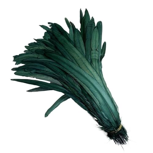 100 stücke Rooster Schwanzfedern Schwärzlich Grün 25-45cm Natürliche Federn Beige DIY Cock Kleidung Schmuck Zubehör Party(Blackish Green,40-45cm) von Generisch