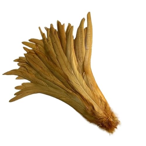100 stücke Rooster Schwanzfedern Schwärzlich Grün 25-45cm Natürliche Federn Beige DIY Cock Kleidung Schmuck Zubehör Party(Dark Golden,30-35cm) von Generisch