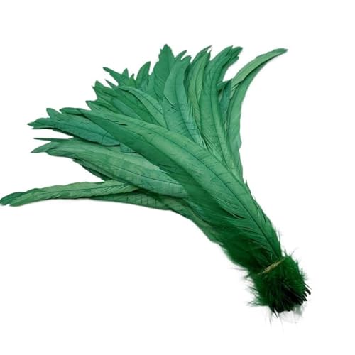 100 stücke Rooster Schwanzfedern Schwärzlich Grün 25-45cm Natürliche Federn Beige DIY Cock Kleidung Schmuck Zubehör Party(Dark Green,40-45cm) von Generisch