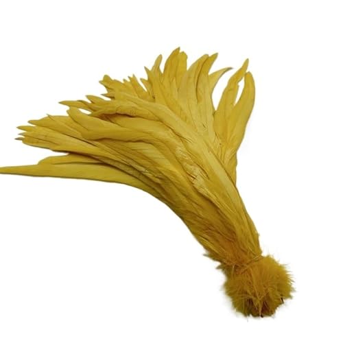 100 stücke Rooster Schwanzfedern Schwärzlich Grün 25-45cm Natürliche Federn Beige DIY Cock Kleidung Schmuck Zubehör Party(Gold Yellow,40-45cm) von Generisch