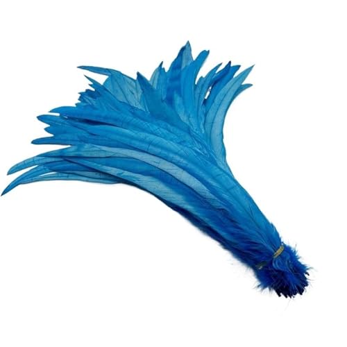 100 stücke Rooster Schwanzfedern Schwärzlich Grün 25-45cm Natürliche Federn Beige DIY Cock Kleidung Schmuck Zubehör Party(Lake Blue,40-45cm) von Generisch