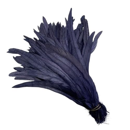 100 stücke Rooster Schwanzfedern Schwärzlich Grün 25-45cm Natürliche Federn Beige DIY Cock Kleidung Schmuck Zubehör Party(Navy,40-45cm) von Generisch