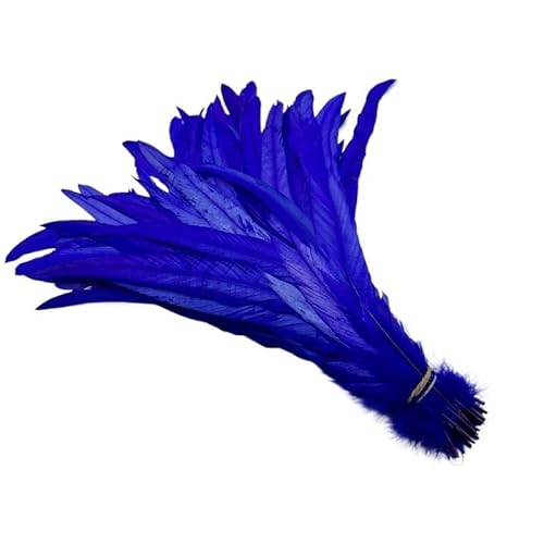 100 stücke Rooster Schwanzfedern Schwärzlich Grün 25-45cm Natürliche Federn Beige DIY Cock Kleidung Schmuck Zubehör Party(Royalblue,40-45cm) von Generisch