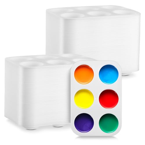 100 weiße Farbpaletten, 6 Mulden, Aquarellschalen, rechteckige Kunststoffhalter für DIY Handwerk und Kunst, Ölfarben-Mischtabletts 100 weiße Farbpaletten, 6 Mulden, Aquarellschalen, rechteckige Kunststoffhalter für DIY Handwerk und Kunst, Ölfarben-Mischtabletts von Generisch
