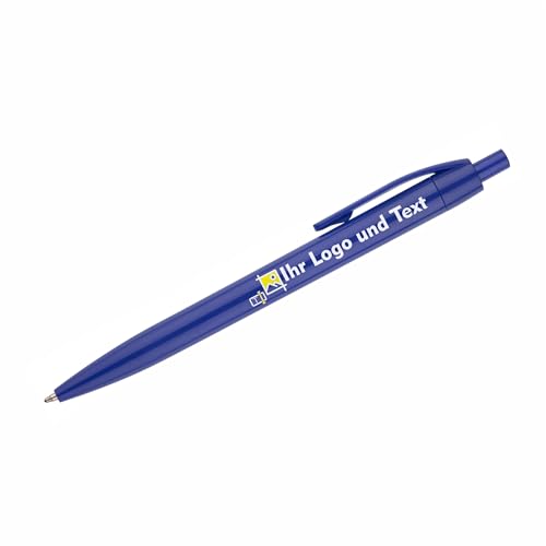 100x Personalisierte Kugelschreiber mit Logo & Text Hochwertiger UV Druck Vollfarbig Werbekugelschreiber für Firmen Events & Geschenke (Blau) von Generisch