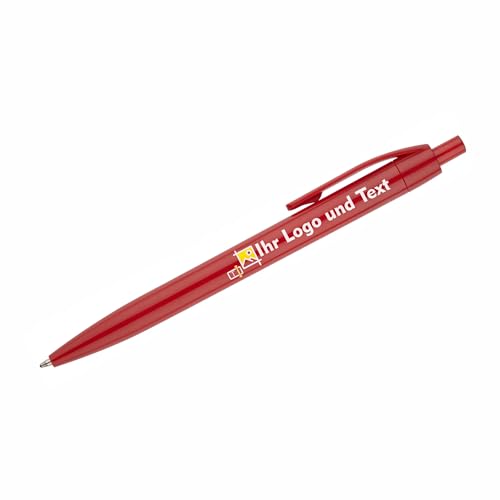 100x Personalisierte Kugelschreiber mit Logo & Text Hochwertiger UV Druck Vollfarbig Werbekugelschreiber für Firmen Events & Geschenke (Rot) von Generisch