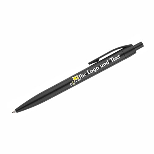 100x Personalisierte Kugelschreiber mit Logo & Text Hochwertiger UV Druck Vollfarbig Werbekugelschreiber für Firmen Events & Geschenke (Schwarz) von Generisch