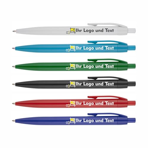 100x Personalisierte Kugelschreiber mit Logo & Text Hochwertiger UV Druck Vollfarbig Werbekugelschreiber für Firmen Events & Geschenke (Weiß) von Generisch