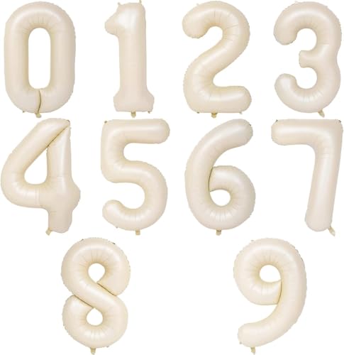 101cm (40 Zoll) Creme Folienballon Zahlen 0-9 Set, Riesen Helium Ballons für Geburtstagsfeier, Hochzeitsdekoration, Jubiläumsfeier, Babyparty & besondere Ereignisse von Generisch