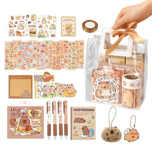 105 Stück Capybara Schreibwaren-Set Capybara Federmäppchen Capybara Schreibwaren Kit Niedliche Tiere Capybara Themed Stift Haftnotizen mit Aufklebern Niedliche Schreibwaren Haftnotizen Stifte 105 Stück Capybara Schreibwaren-Set Capybara Federmäppchen Capybara Schreibwaren Kit Niedliche Tiere Capybara Themed Stift Haftnotizen mit Aufklebern Niedliche Schreibwaren Haftnotizen Stifte von Generisch