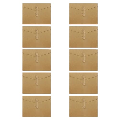 10er-Pack Kraftpapier-Dokumentenmappen mit Kordelverschluss, Mehrzweck-Organizer für Büro, Schule und Zuhause, langlebige Aufbewahrungslösung (A4) von Generisch